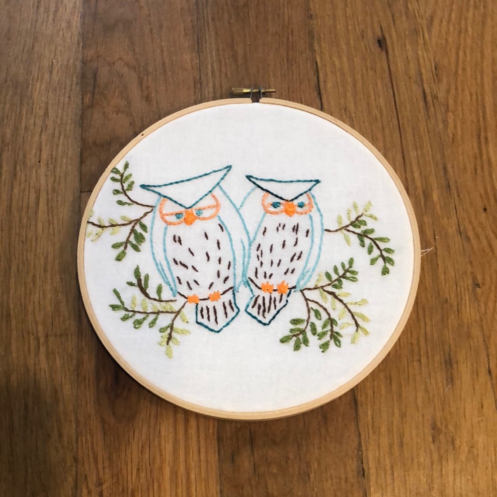 Owl Embroidered Hoop Art